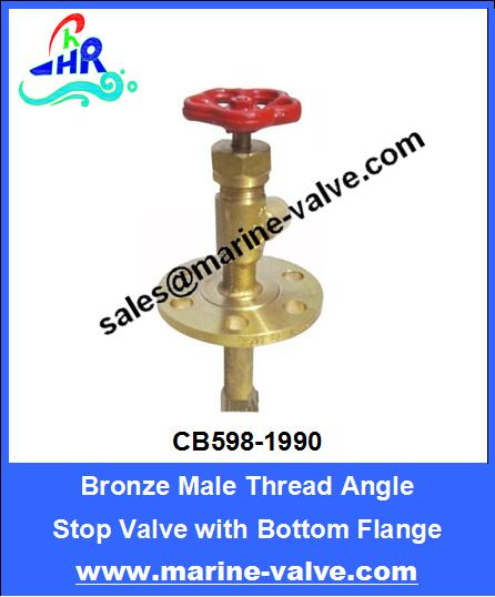 CB598-90 Bronze Thread Angle Stop Valve with Bottom Flange