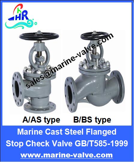 GB/T585-1999 Marine Cast Steel Flanged Stop Check Valves