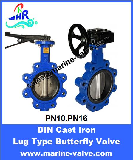 DIN Lug Type Butterfly Valve Cast Iron PN10.16