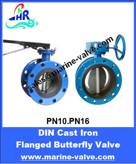 DIN Flanged Buttefly Valve Cast Iron PN10.16